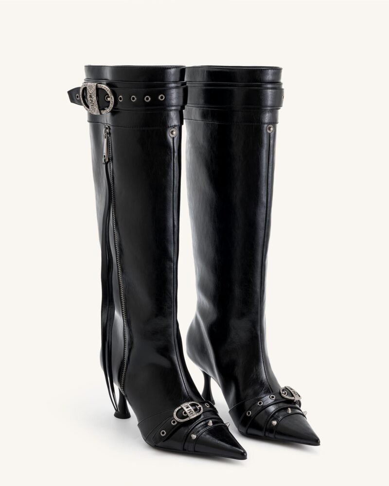 Nico Faux Fur Studded Boot - Black - Image 2