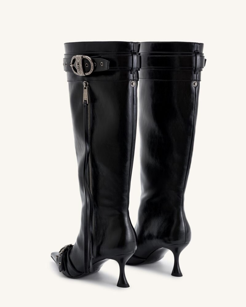 Nico Faux Fur Studded Boot - Black - Image 3