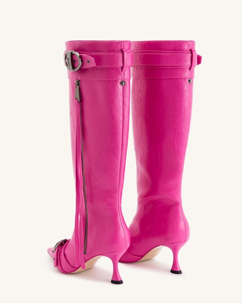Nico Faux Fur Studded Boot - Bright Pink - Image 3