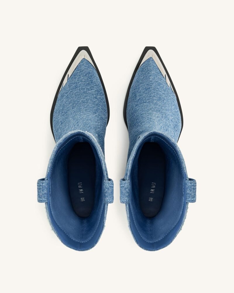 Riya Denim Cowboy Boot - Blue - Image 3