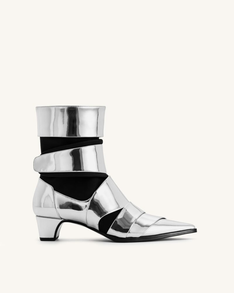 Emily Strap Ankle Boots - Silver - Image 1