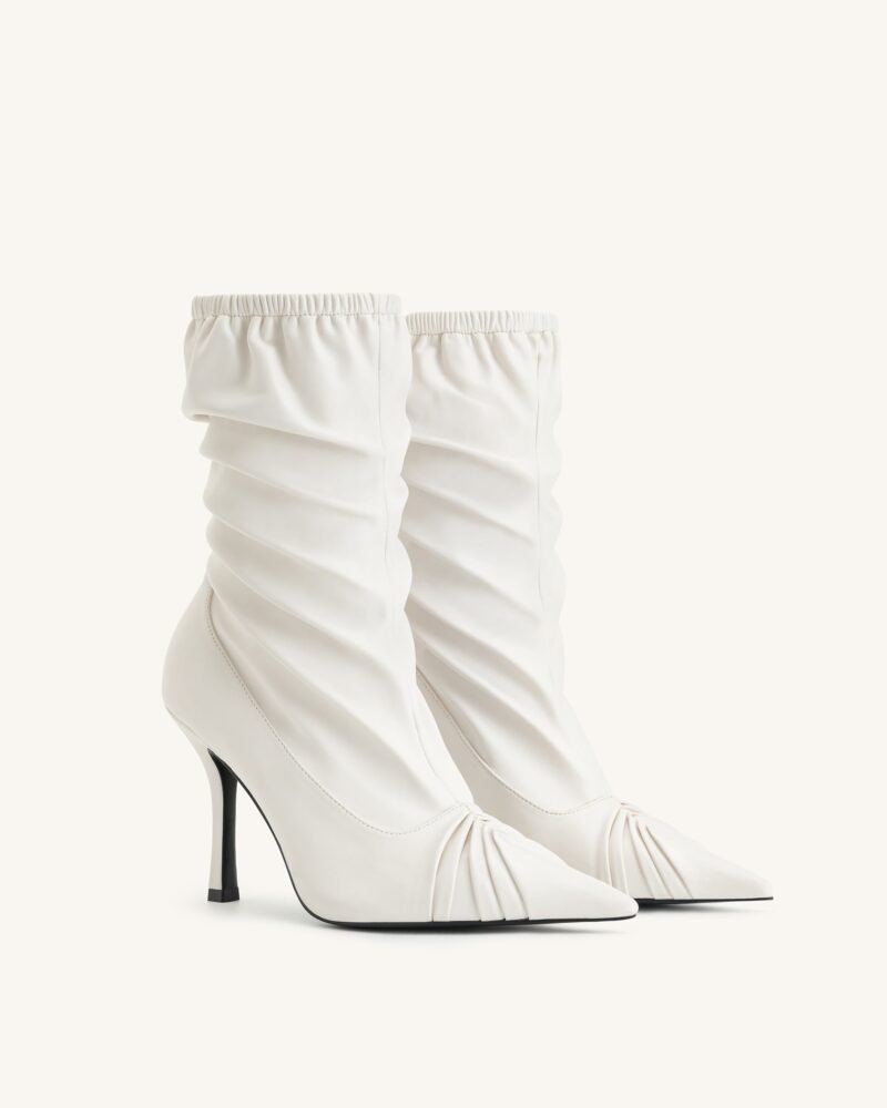 Joanne Paneled Detailing leather Ankle Boots - White - Image 3