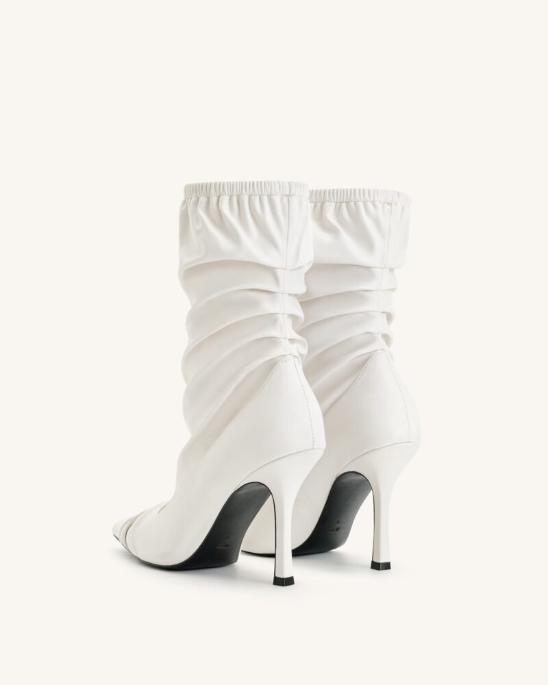 Joanne Paneled Detailing leather Ankle Boots - White - Image 5