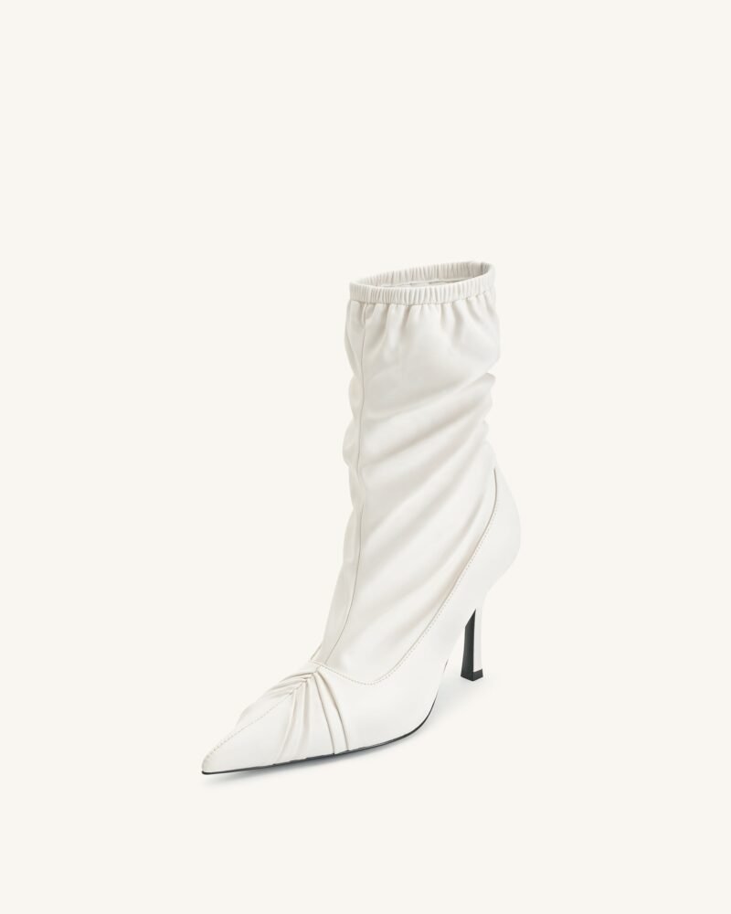 Joanne Paneled Detailing leather Ankle Boots - White - Image 6