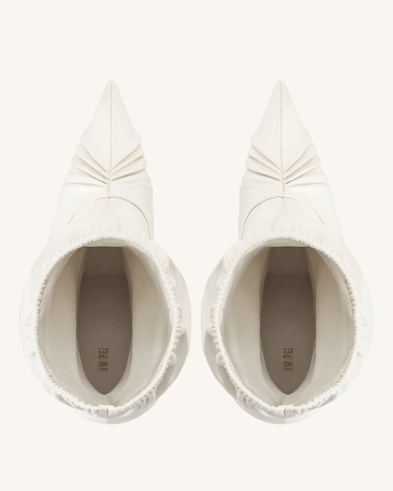Joanne Paneled Detailing leather Ankle Boots - White - Image 4