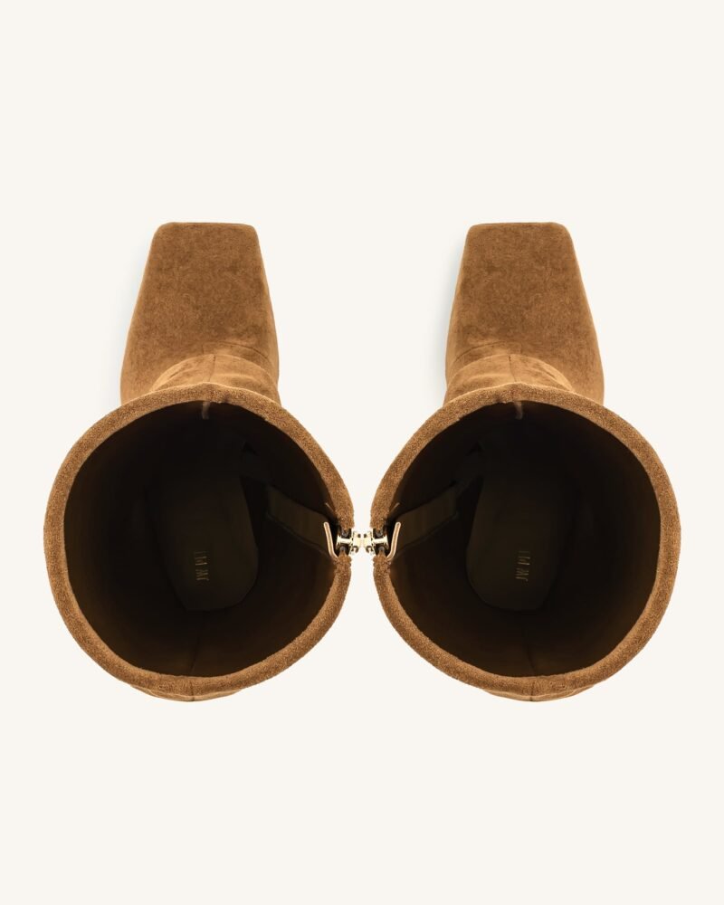 Reyna Square Toe Platform Knit Boots - Brown - Image 4