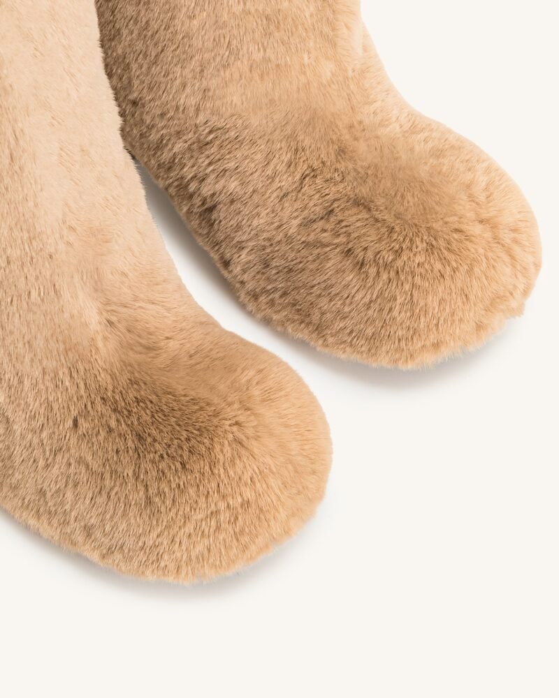 Isabella Slouchy Faux Fur Boots - Beige - Image 4
