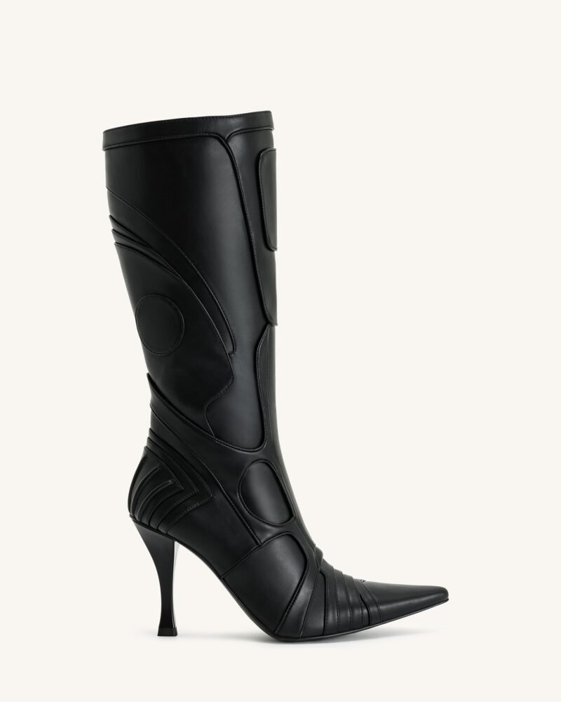 Odette Futuristic Heeled Bike Boots - Black - Image 1