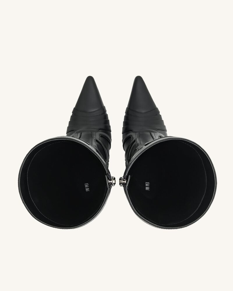 Odette Futuristic Heeled Bike Boots - Black - Image 4