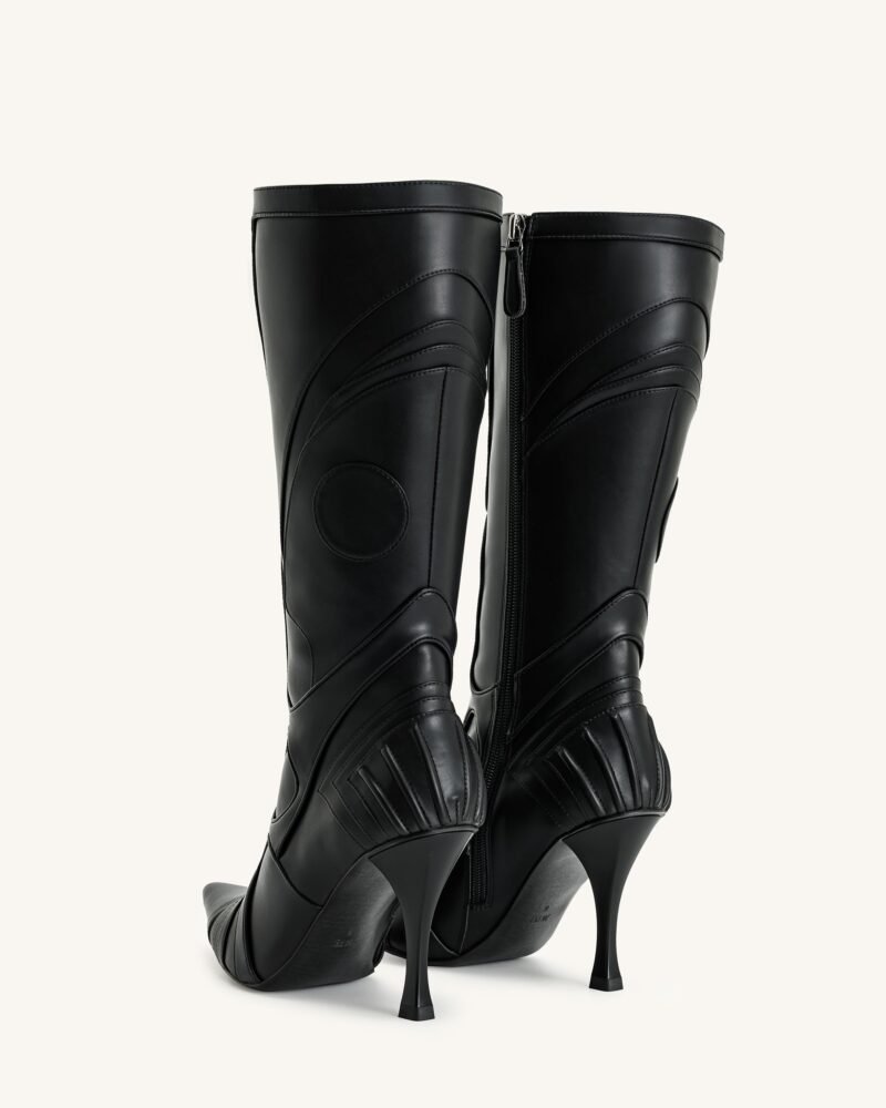 Odette Futuristic Heeled Bike Boots - Black - Image 5