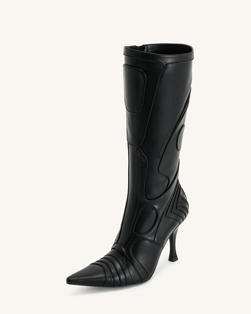Odette Futuristic Heeled Bike Boots - Black - Image 7