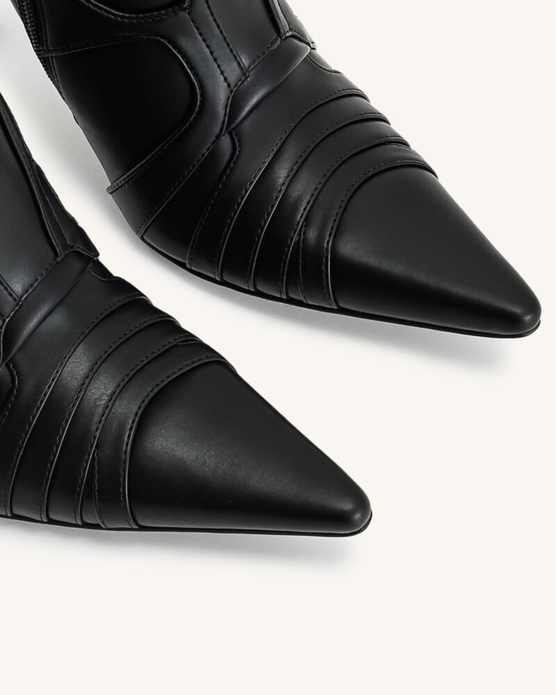 Odette Futuristic Heeled Bike Boots - Black - Image 6