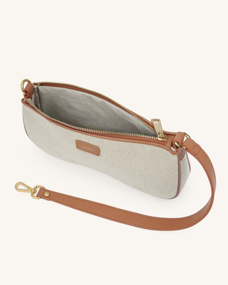 Eva Shoulder Handbag - Beige Canvas - Image 5