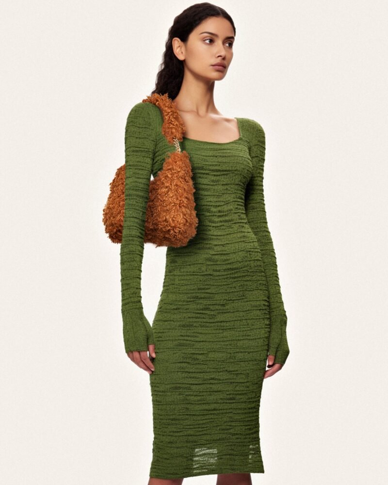 Ruby Faux Fur Fabric Shoulder Bag - Yellow Brown - Image 2