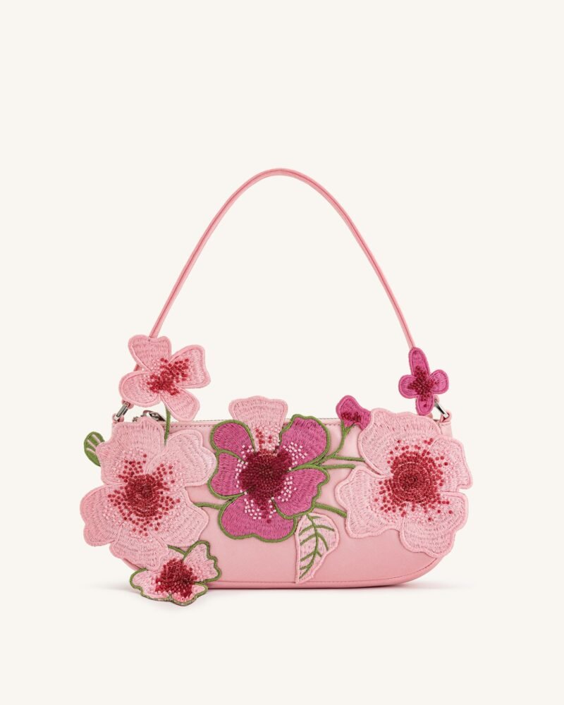Leona Bead Embellished Shoulder Bag - Pink - Image 1