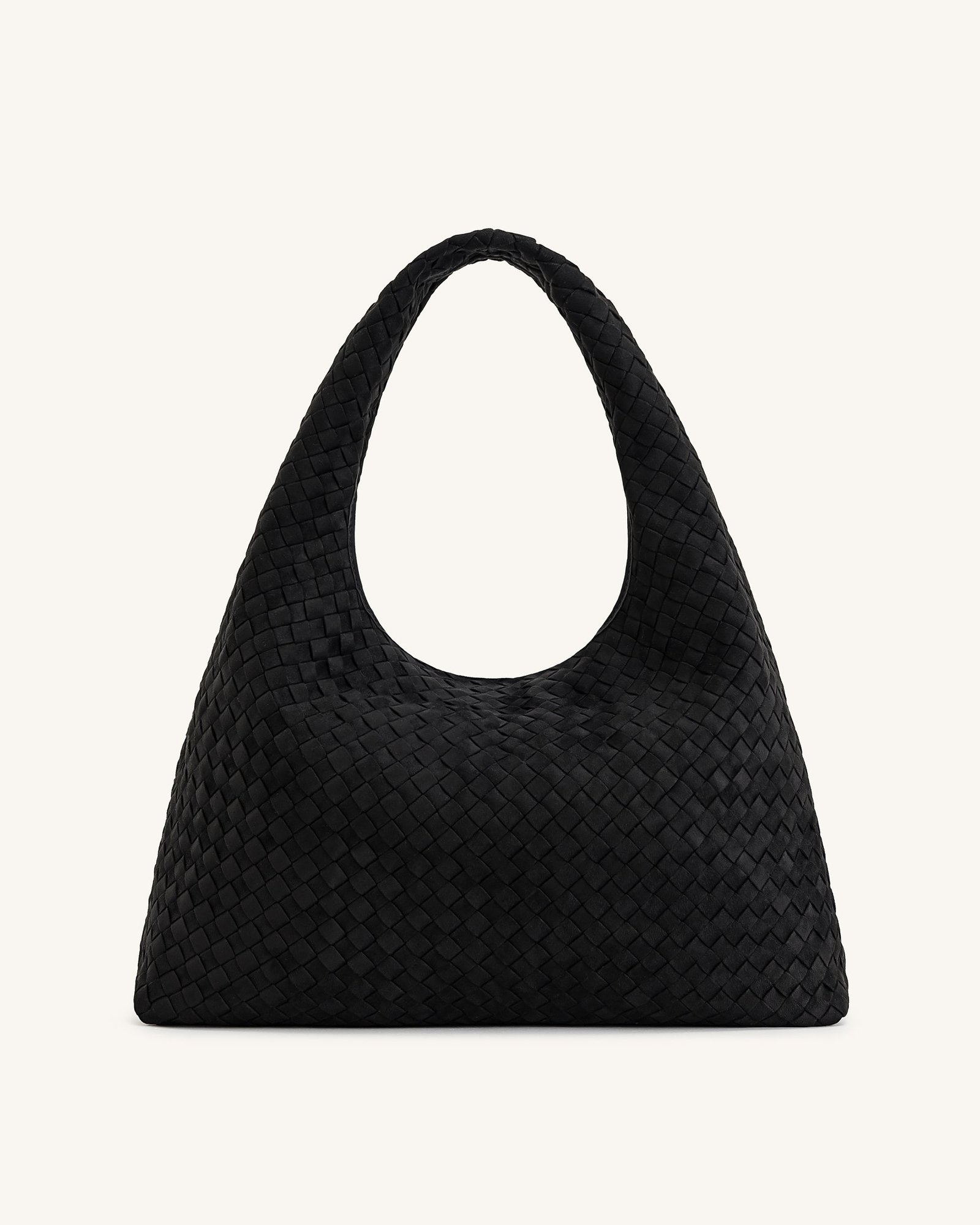 5S286-1-FRONT_aec0d66e-ab29-47be-b1c1-a0b8d684a9b4 Iaura Faux Suede Woven Shoulder Bag - Black - Image 1