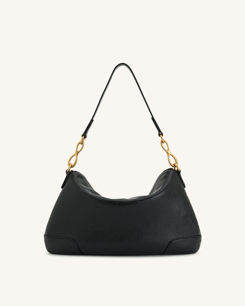 Jayla Metal Pendant Embellished  Shoulder Bag - Black - Image 3