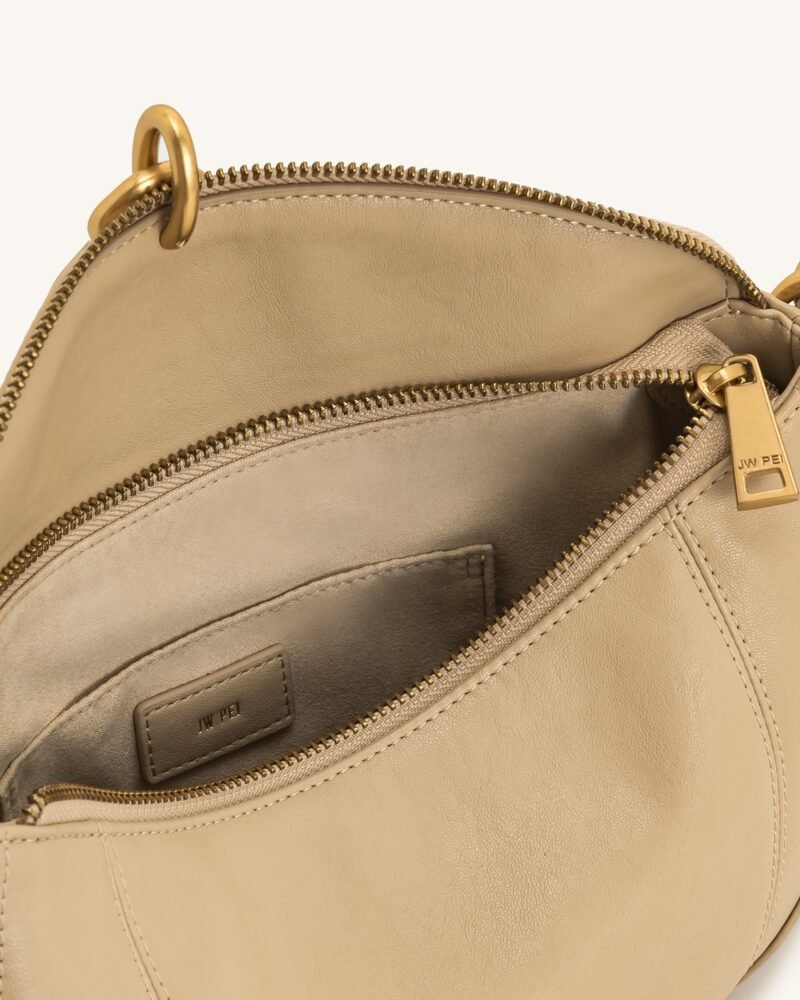 Jayla Metal Pendant Embellished Shoulder Bag - Khaki - Image 4