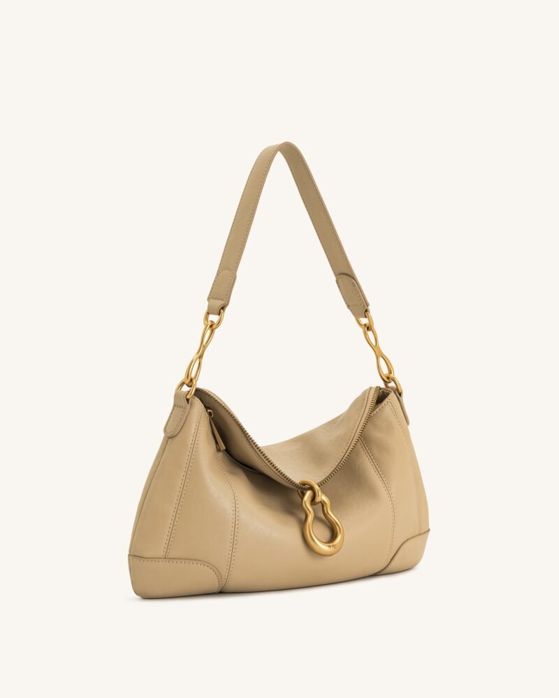 Jayla Metal Pendant Embellished Shoulder Bag - Khaki - Image 2