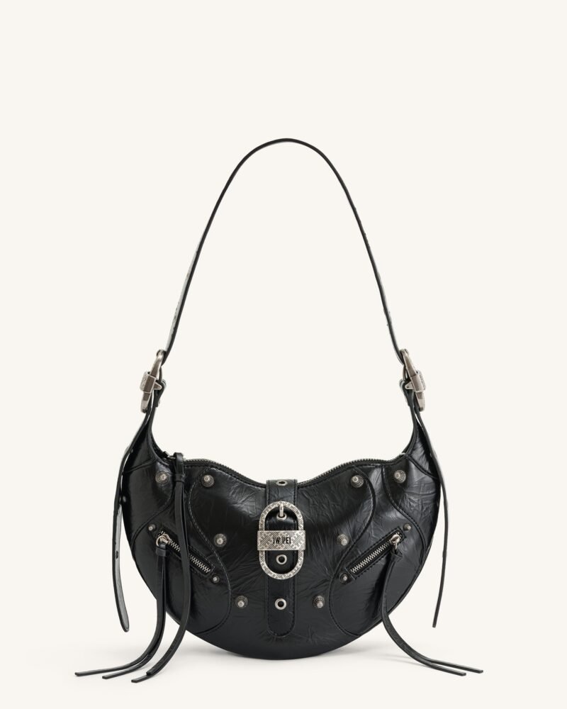 Tessa Crushed Shoulder Bag - Black - Image 1