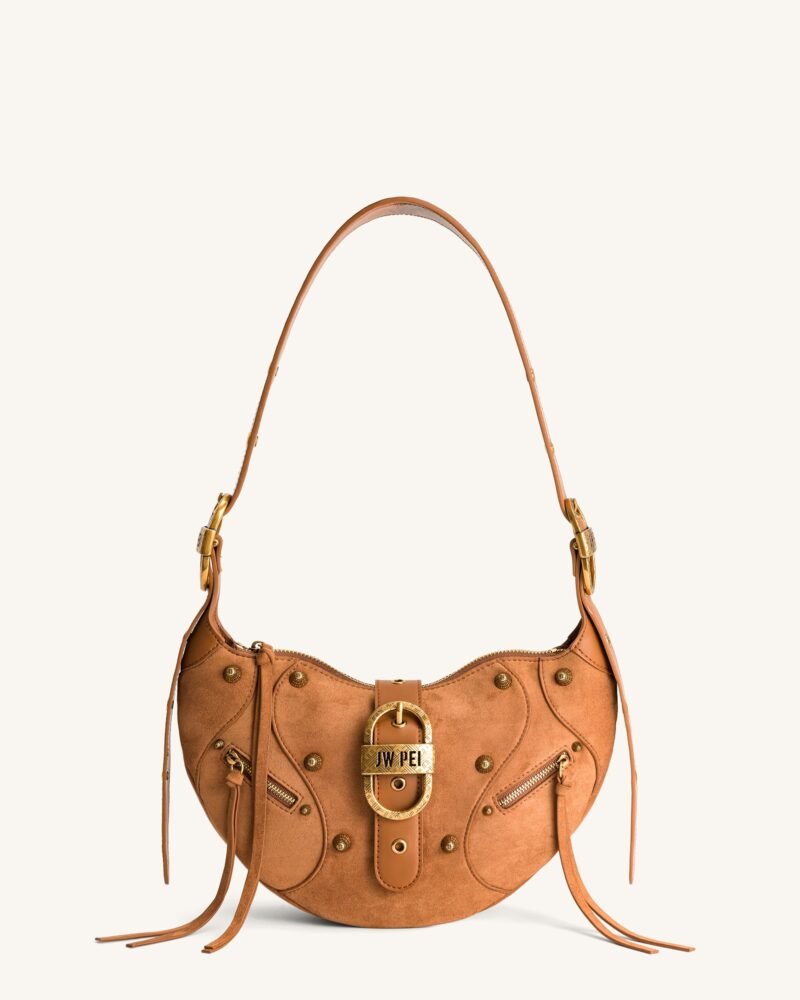 Tessa Suede Shoulder Bag - Camel - Image 1
