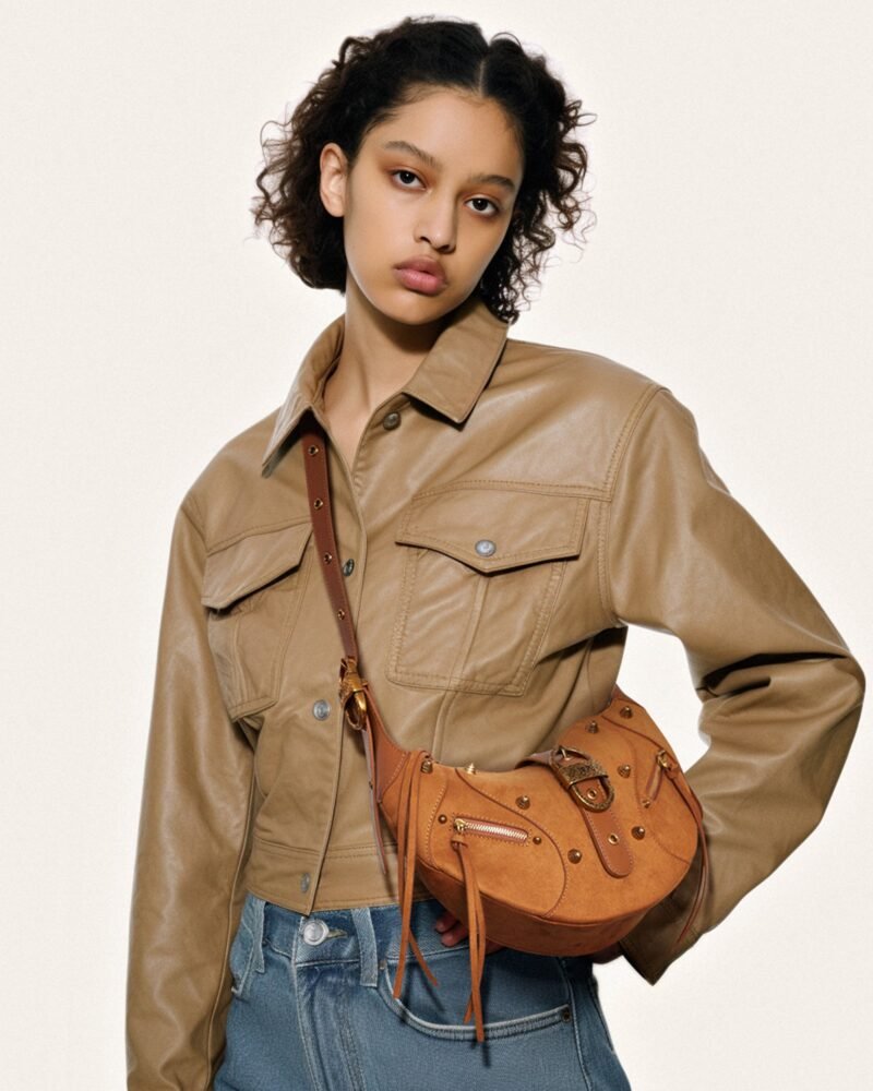 Tessa Suede Shoulder Bag - Camel - Image 2