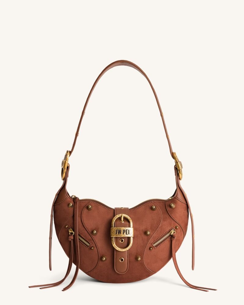Tessa Suede Shoulder Bag - Dark Birch Brown - Image 1