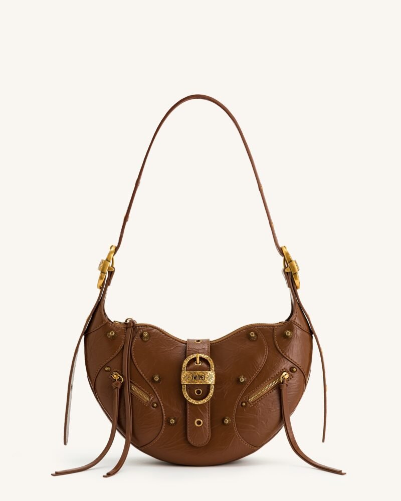 Tessa Crushed Shoulder Bag - Brown - Image 1