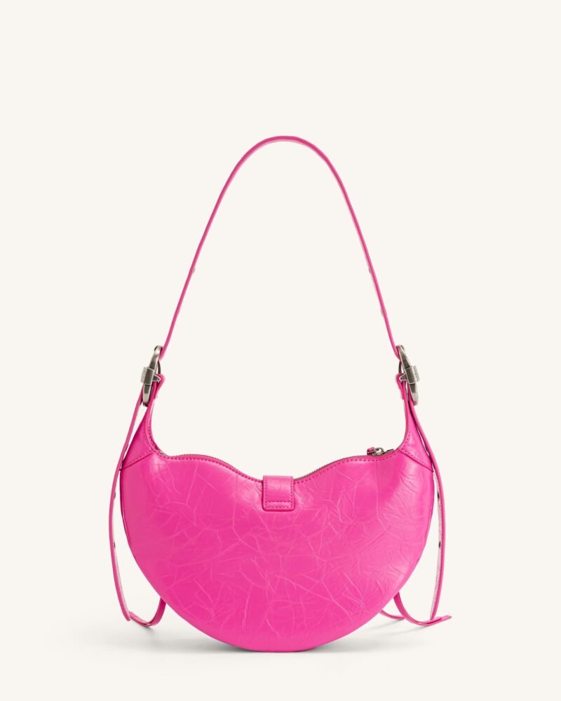 Tessa Crushed Shoulder Bag - Bright Pink - Image 3