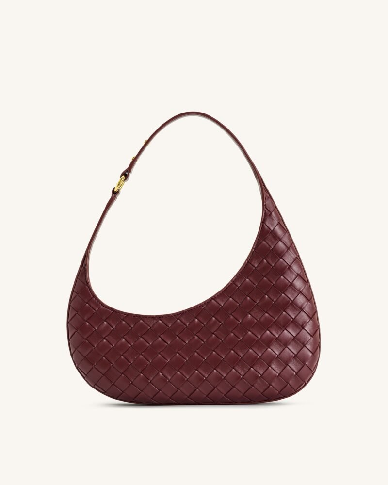 Harlee Weave Texture Shoulder Bag - Burgundy - Image 3