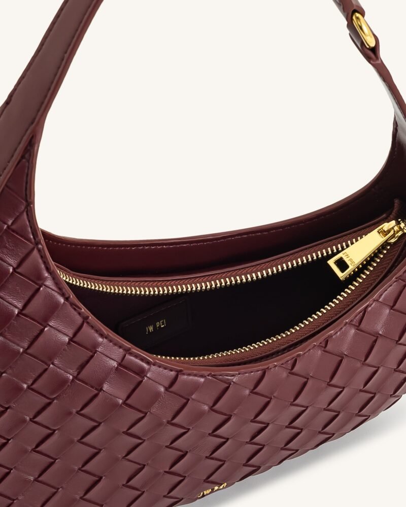 Harlee Weave Texture Shoulder Bag - Burgundy - Image 4
