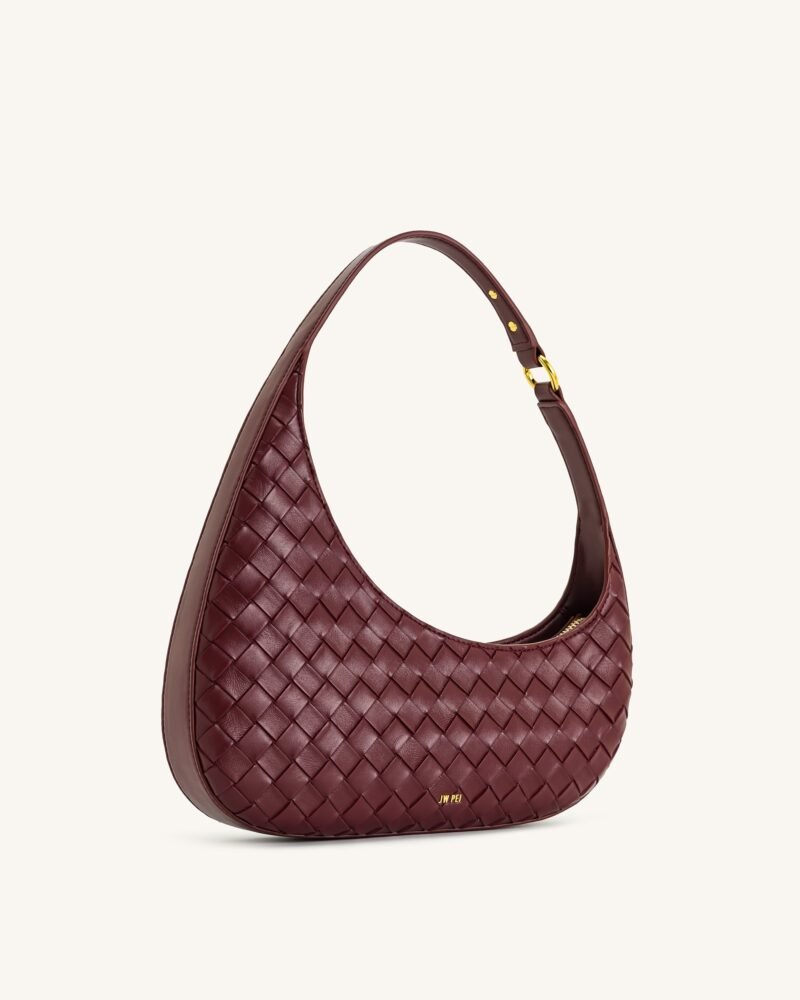 Harlee Weave Texture Shoulder Bag - Burgundy - Image 2