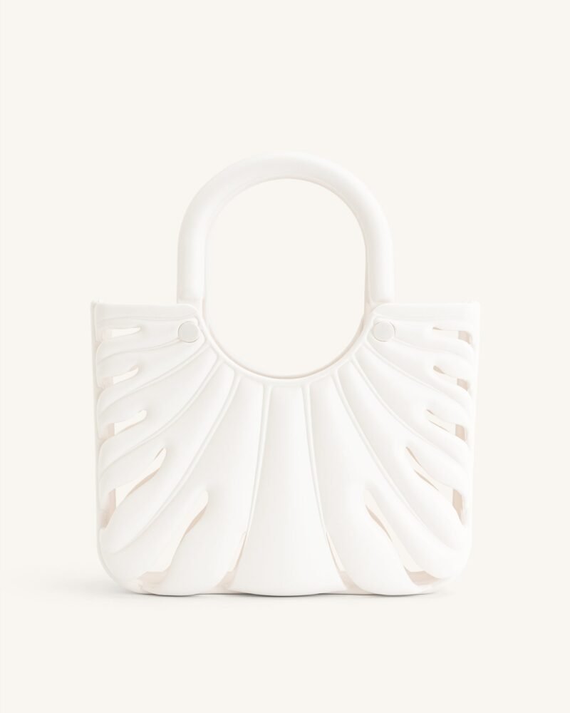 Faye Leaf Beach Bag - White - Image 3