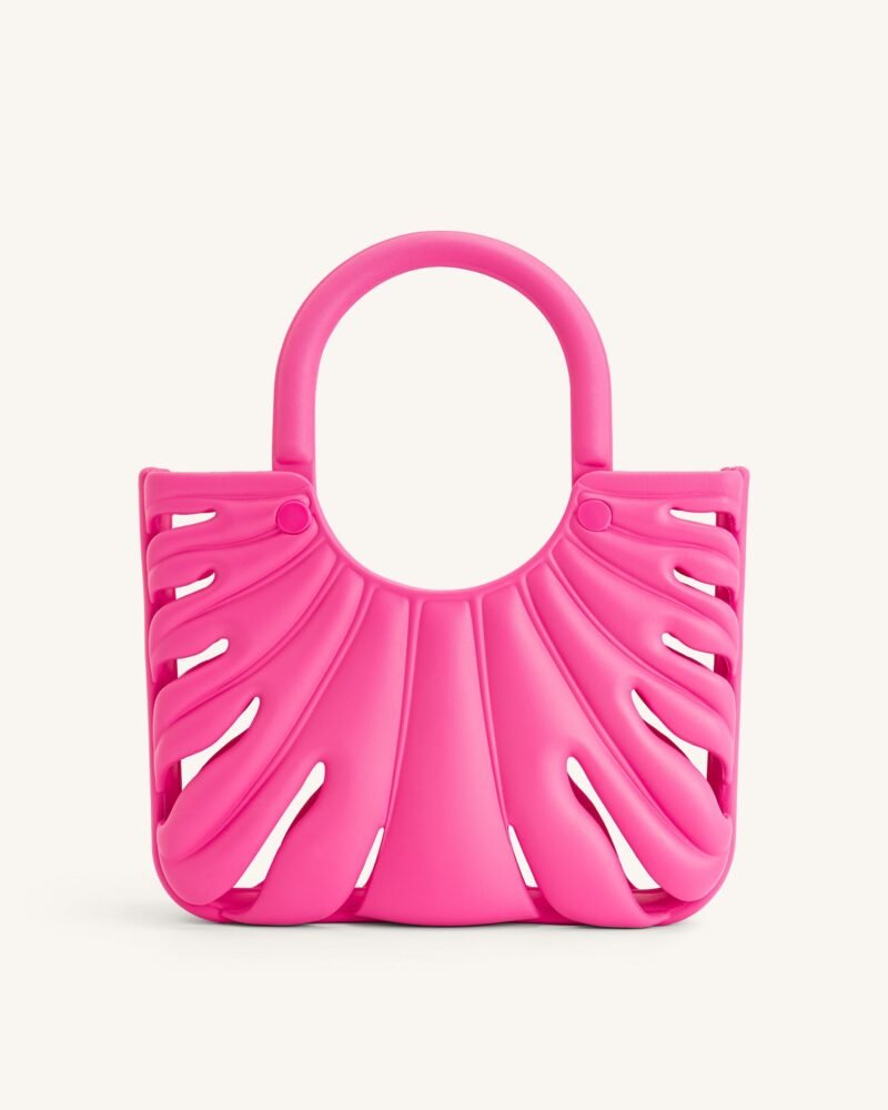 Faye Leaf Beach Bag - Bright Pink - Image 3