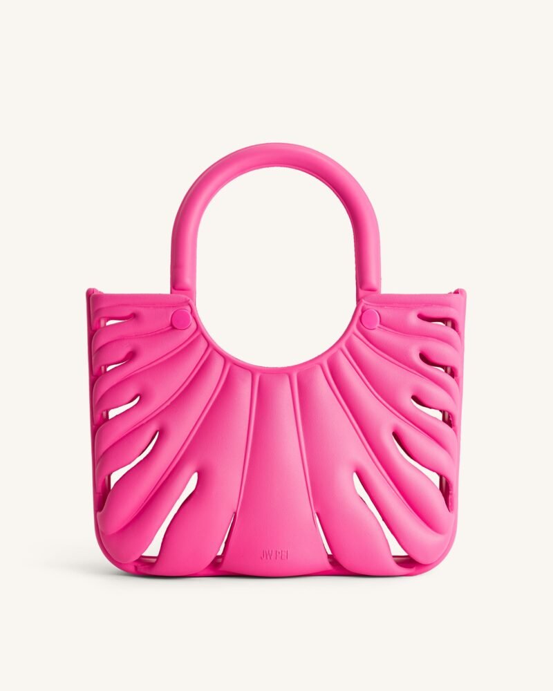 Faye Leaf Beach Bag - Bright Pink - Image 1