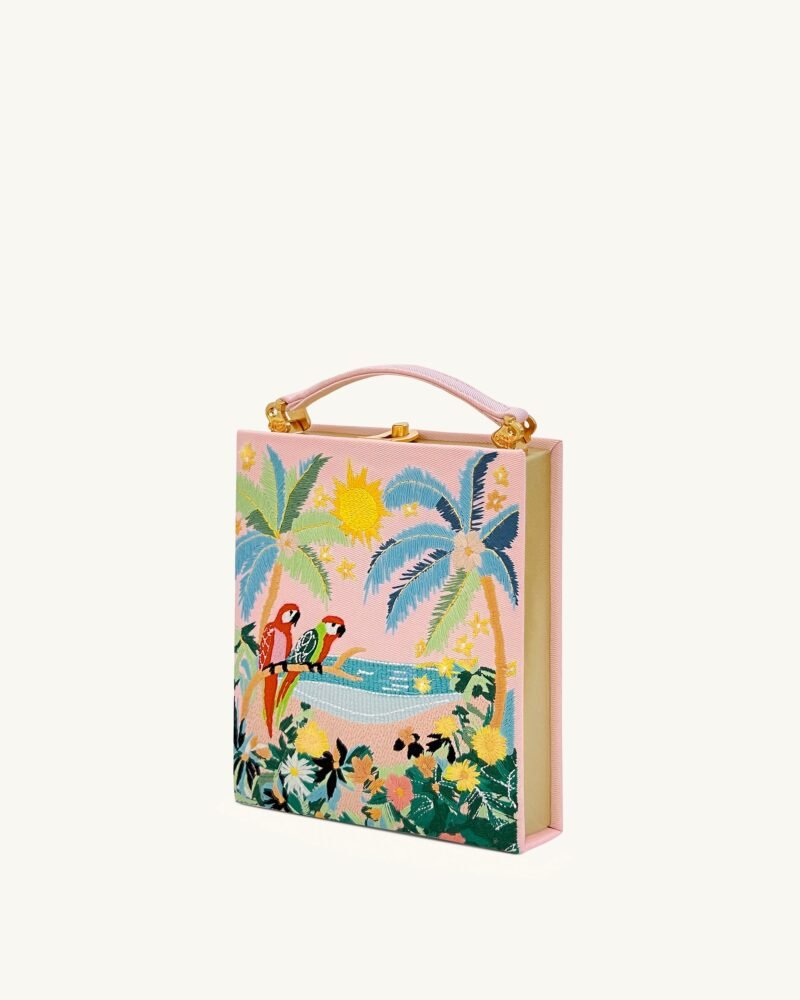 Taya Tropical Parrot Pattern Book Shape Clutch Bag - Pink - Image 2