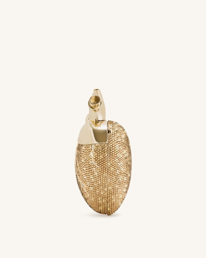 Maren Artificial Crystal Heart Shaped Bag - Gold - Image 4