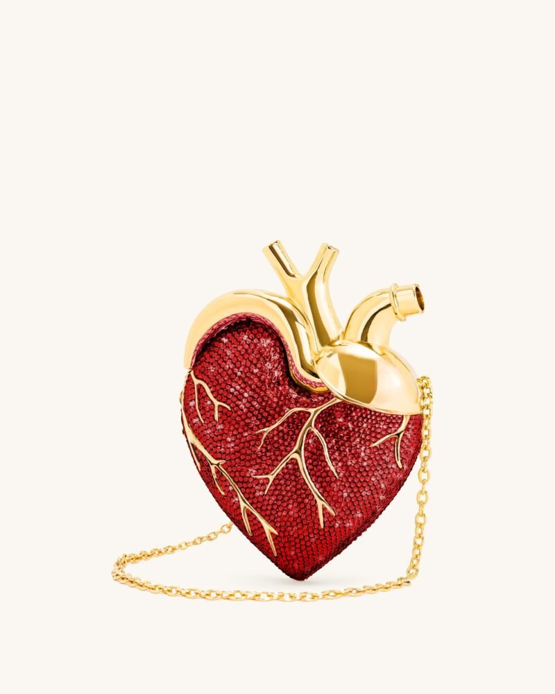 Maren Artificial Crystal Heart Shaped Bag - Red - Image 1
