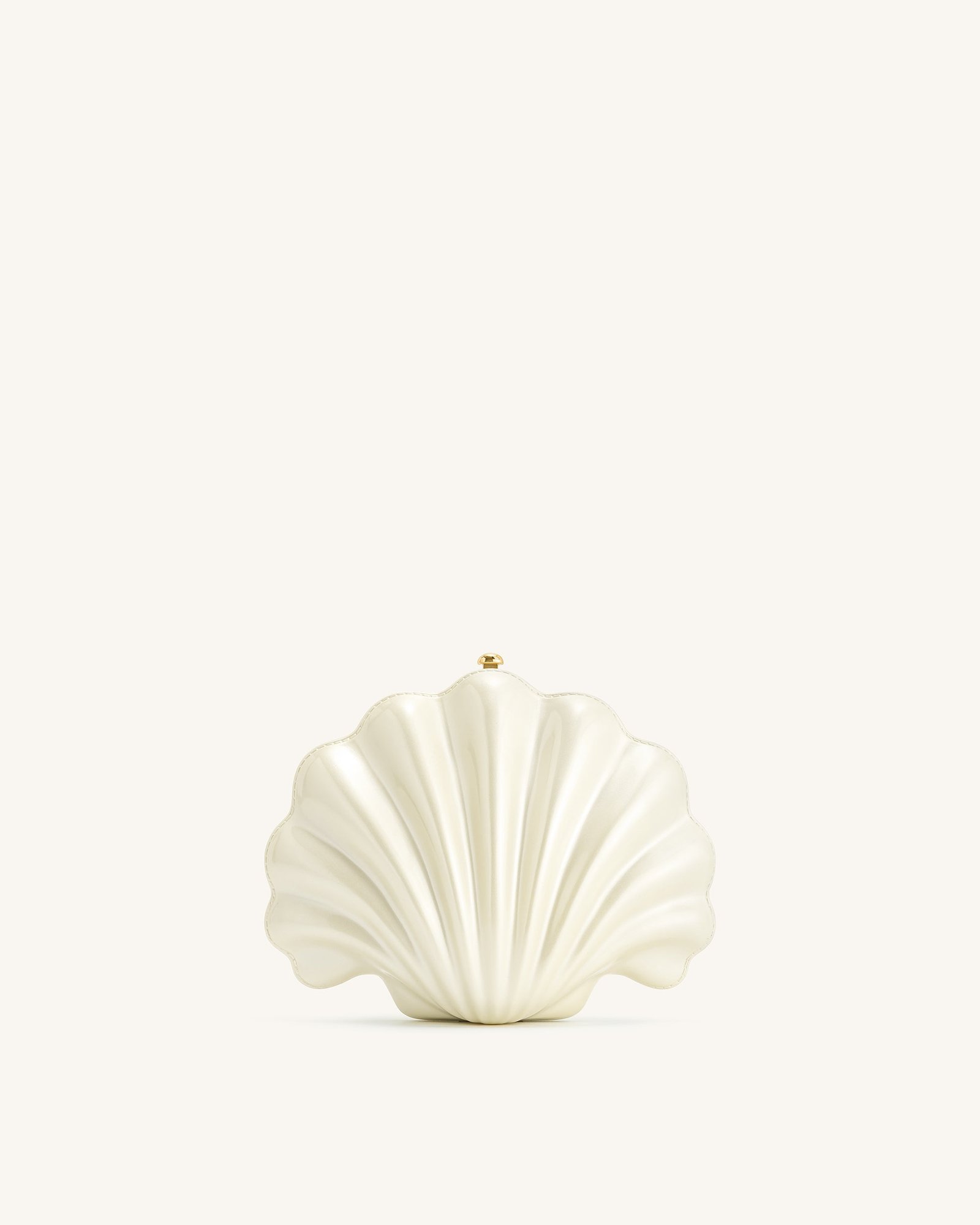 765-2-FRONT Maisie Shell Clutch - Ivory - Image 1