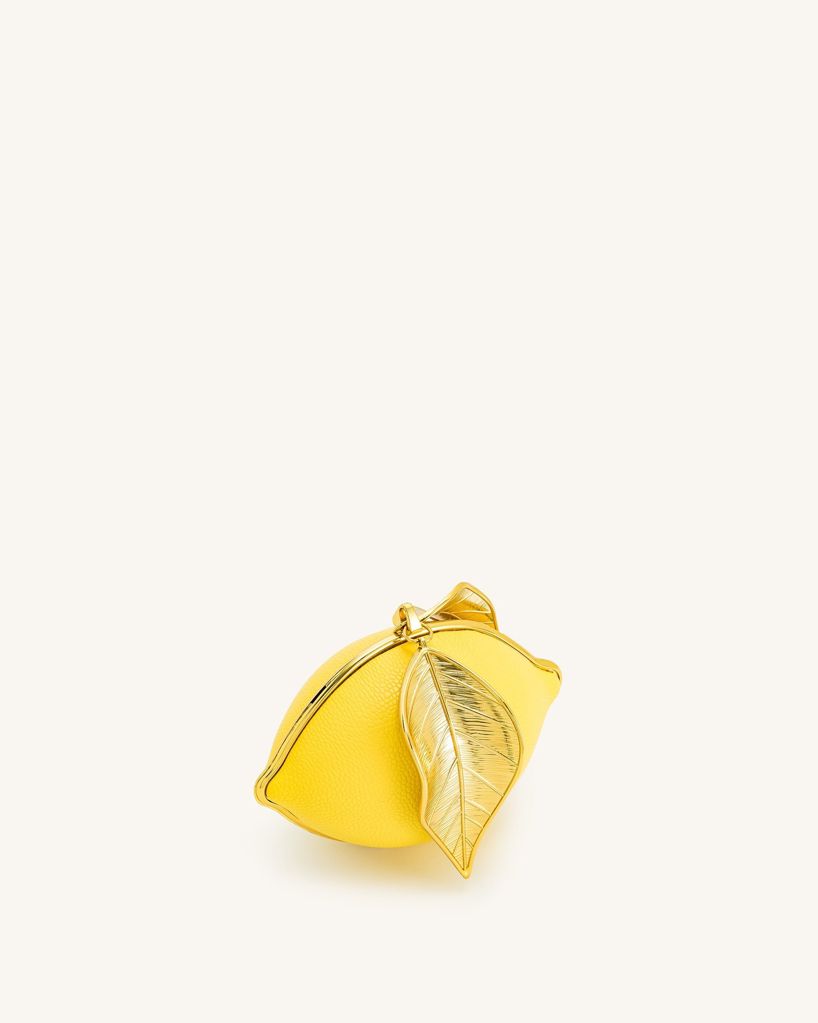7850-8-SIDE Tori Vegan Leather Metal Structure Clutch - Lemon Yellow - Image 1