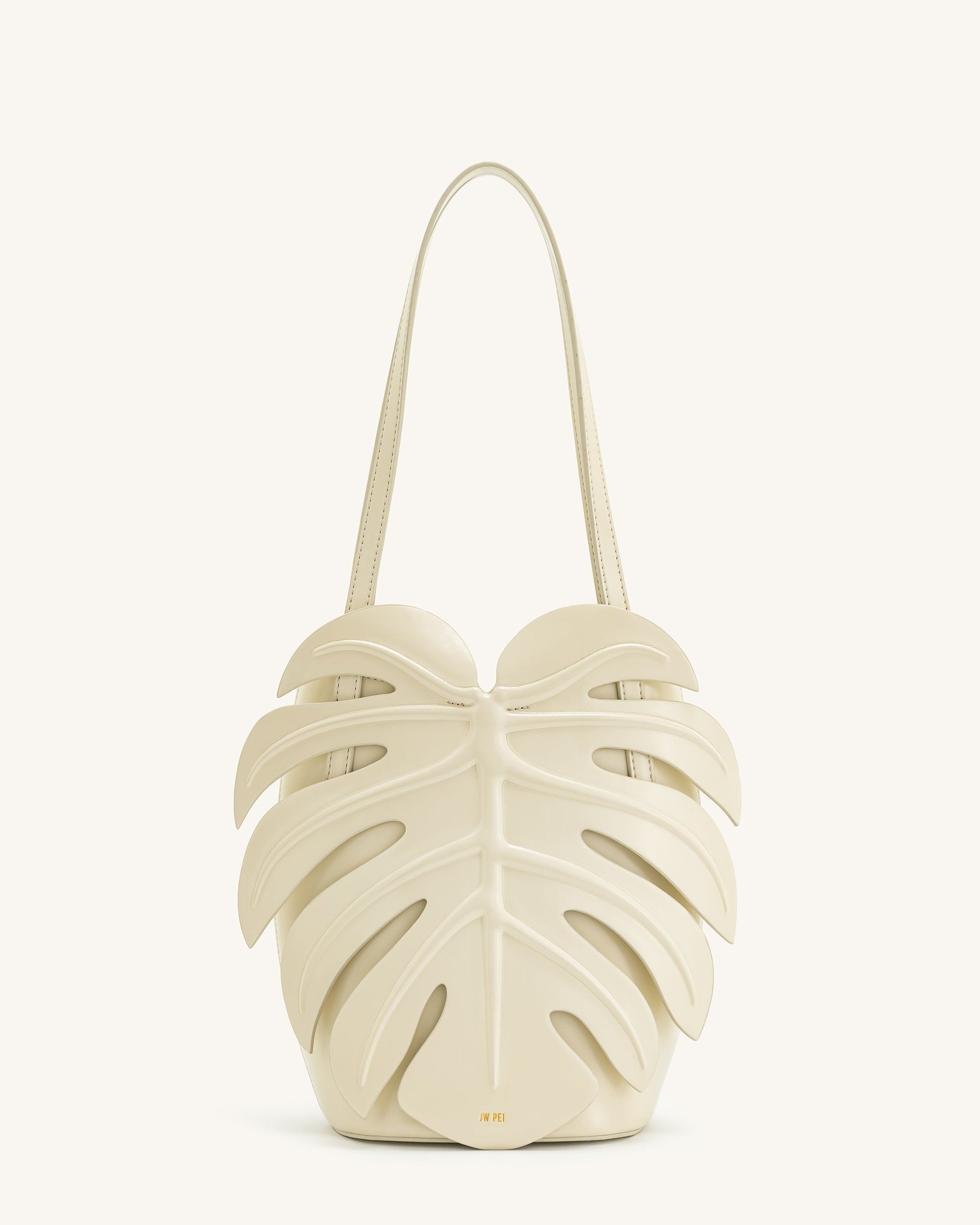 786-2-FRONT_b20fb7d4-ba06-4346-8add-65aaed48ede2 Cecelia Leaf Shape Shoulder Bag - White - Image 1