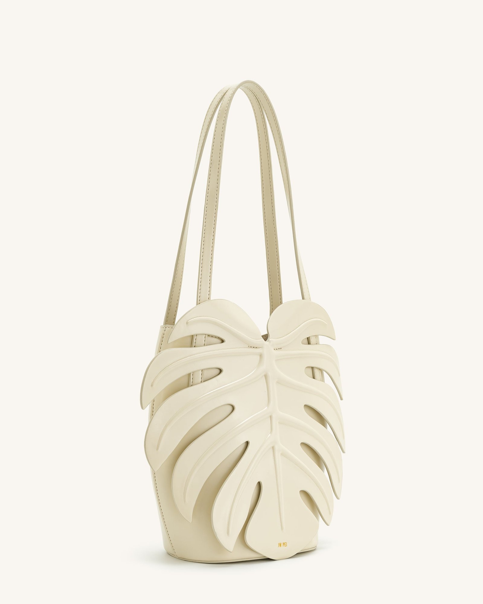786-2-SIDE_b557607f-88ac-432d-8fb3-eec4018876ba Cecelia Leaf Shape Shoulder Bag - White - Image 2