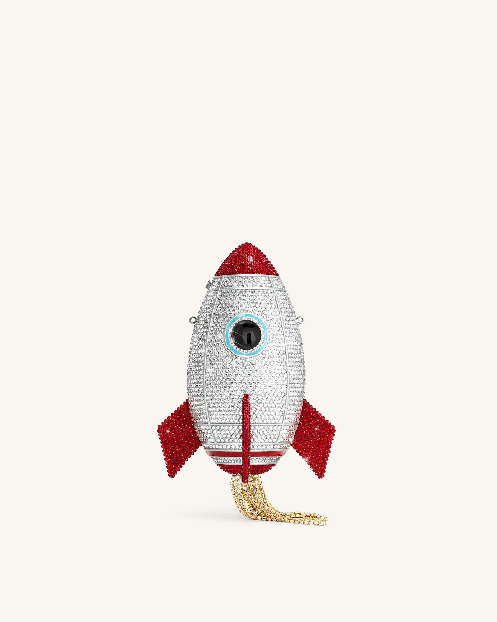 7C07-9-FRONT Rocket Shape Faux Crystal Clutch - Silver - Image 1