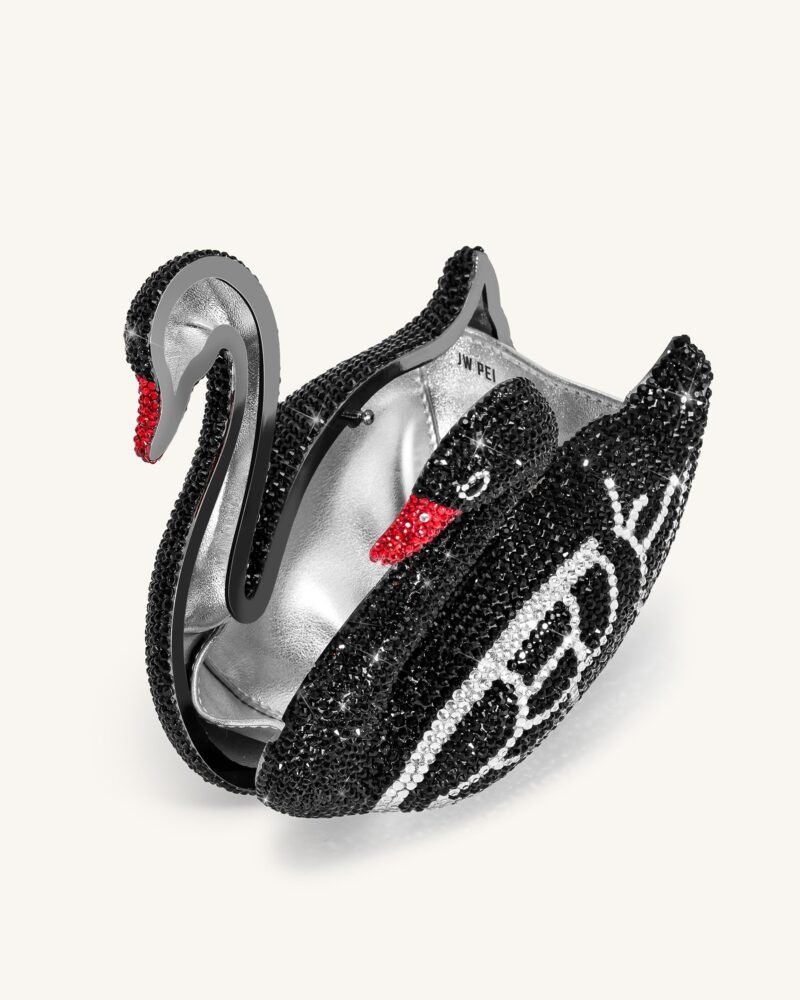 Kinsley Crystal Swan Clutch - Black - Image 3