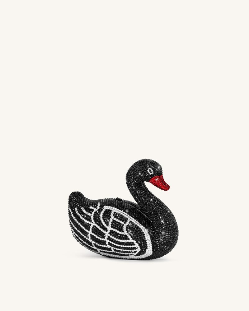 Kinsley Crystal Swan Clutch - Black - Image 2