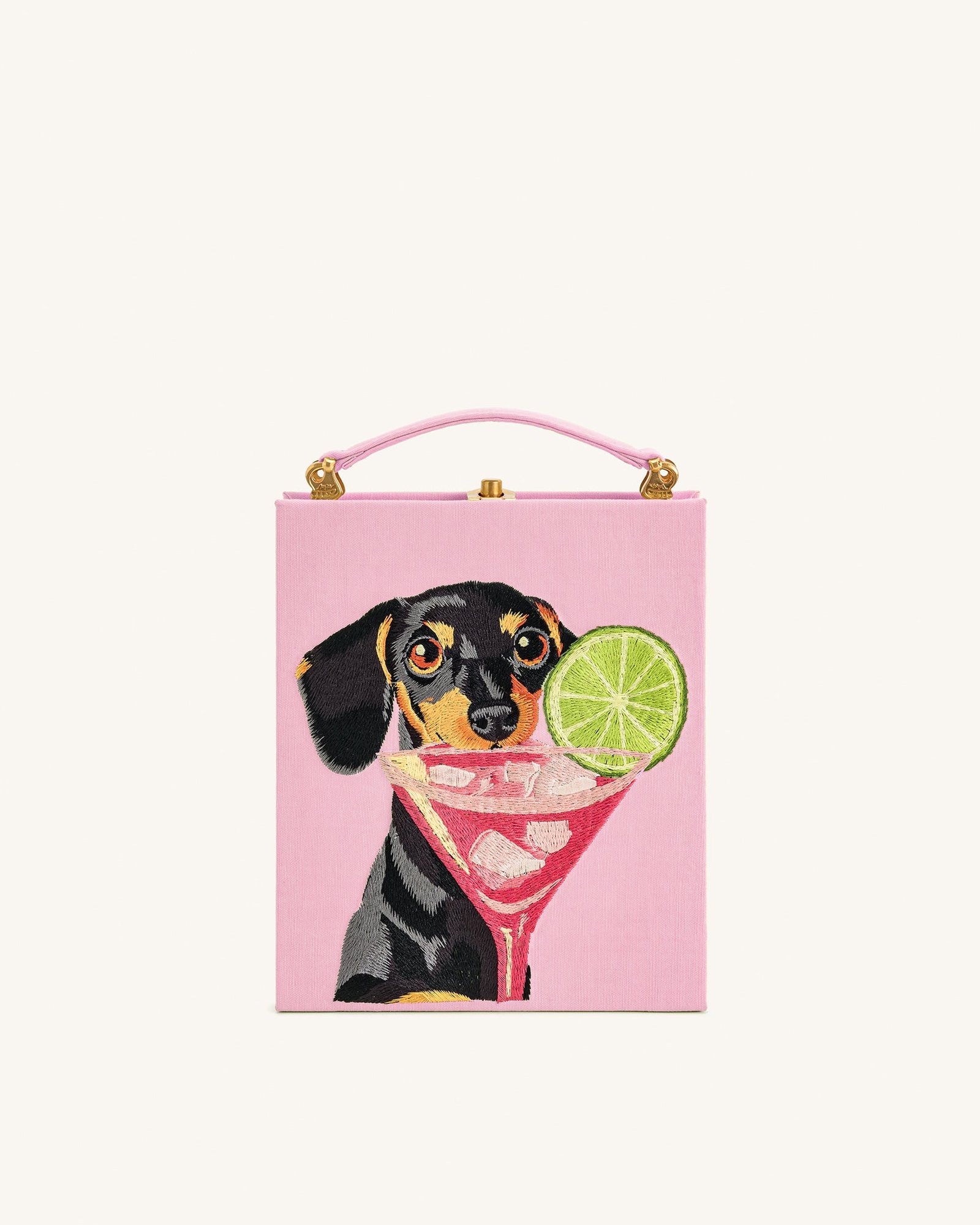 7C242-4 Taya-Puppy Pattern Book Shape Clutch Bag - Pink - Image 1