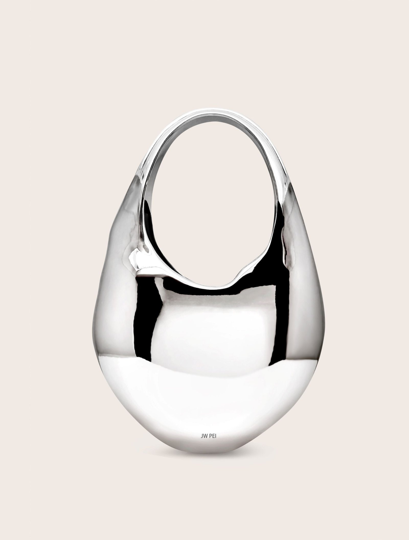 7C277 Lillian Face Crescent Top Handle Bag - Silver - Image 2