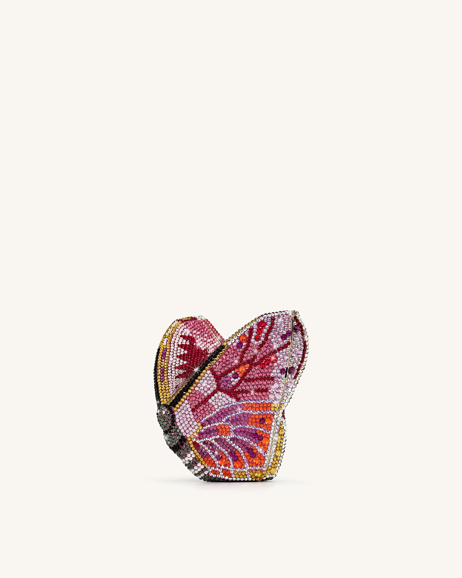 7C361-4-SIDE1 Paisley Crystal Butterfly Clutch - Multicolor - Image 1
