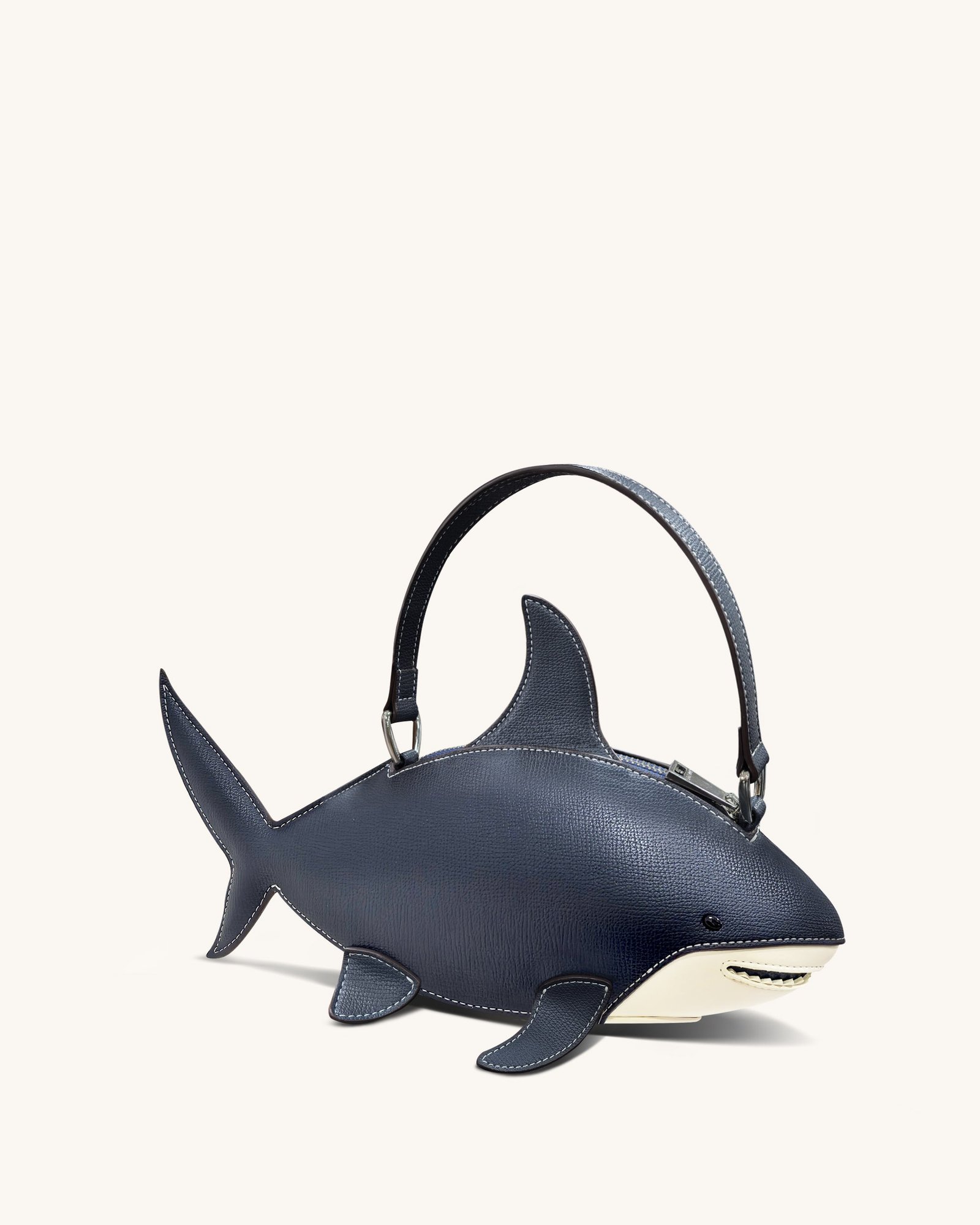 7C392-1_3 Nerys Shark Look Top Handle Bag - Dark Blue - Image 2