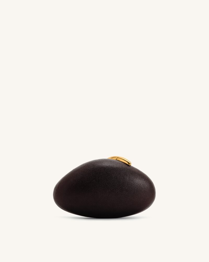 Kaya Irregular Oval Clutch - Dark Brown - Image 3
